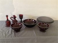 Assorted red glass