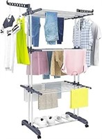 HOMIDEC 4-Tier Foldable Stainless Steel Clothing D