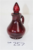 AVON red glass bottle 5"T