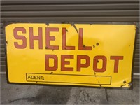 Original Shell depot enamel sign approx 6 x 3 ft