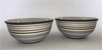 Longaberger Blue cabana stripe bowls