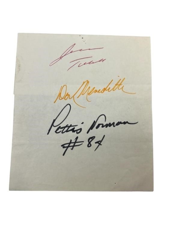 Dallas Cowboy Autographed Paper. Don Meredith