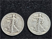 1945 & 1945S Liberty Walking Half Dollars (2)