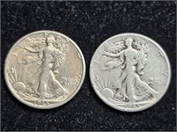 1945 & 1945D Liberty Walking Half Dollars (2)