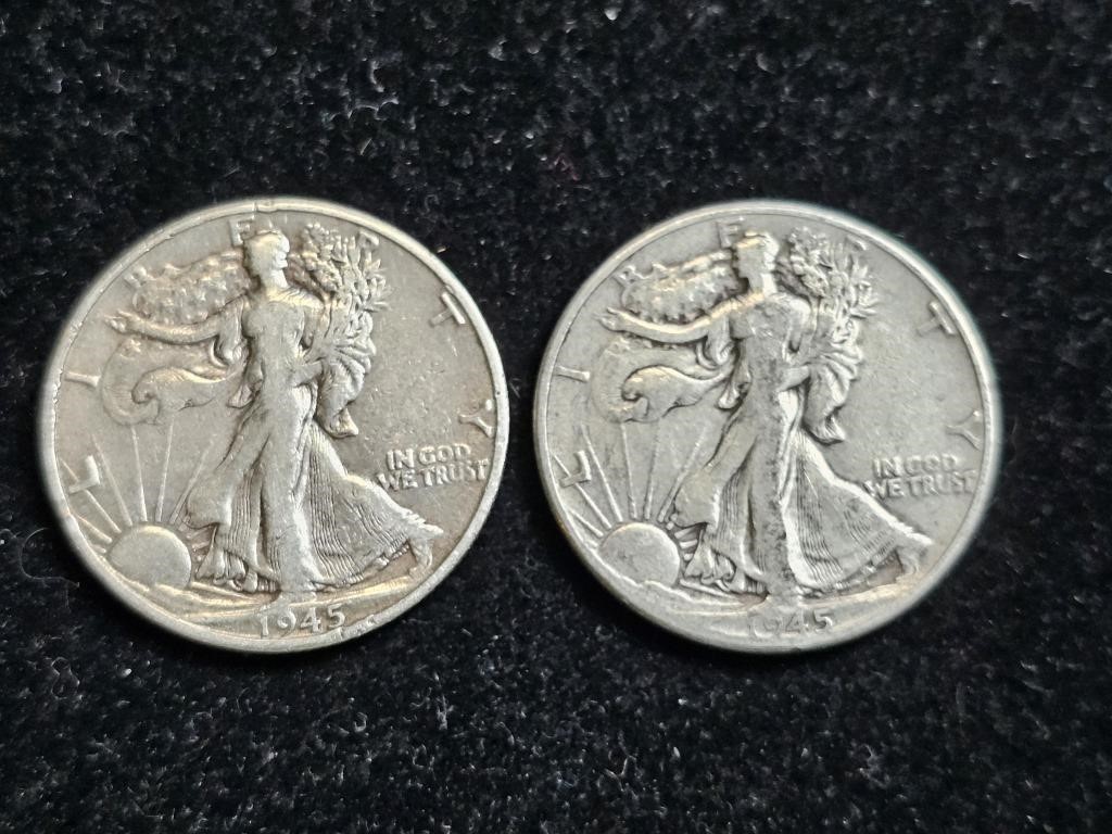 1945 & 1945D Liberty Walking Half Dollars (2)