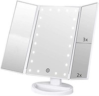 Tri-fold Lighted Vanity Makeup Mirror with 3x/2x/1