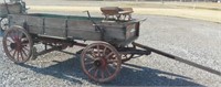 Wooden wagon with wooden running gear,
