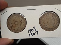 1903 1907 silver half dollars