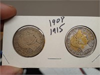 1908 1915 barber silver half dollars