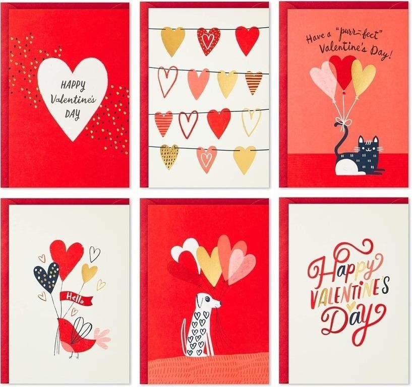Hallmark Valentines Day Cards Assortment  Gold Foi