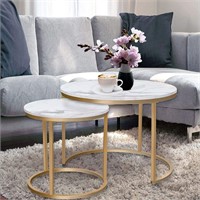 aboxoo Coffee Table Nesting White Set of 2