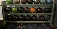 Wooden bowling ball rack