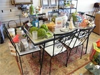 WROUGHT IRON GLASS TOP TABLE W/6 MATCHING CHAIRS