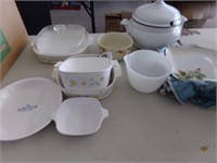 Corning dishes, soup tureen and more