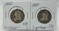 1822, ’25 Quarters Scratches