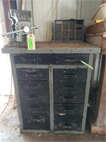 11 drawer metal cabinet with wood top 33x28x27