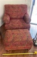 K Raymond Paisley Print Fabric Chair w Ottoman