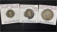 1929 10, 20, & 50 Centavos Saint Thomas Portiere