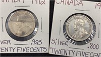 1912, 1928 Silver Canada Quarters World / Foreign