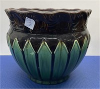 Brown , Green Flower Pot, 9.5 h x 11” w