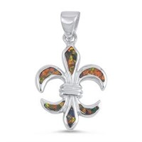 Fleur De Lis Black Opal Pendant