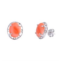 Orange Coral Stud Earrings