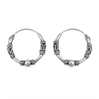 Bali Style Sterling Silver Hoops