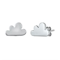 Clouds Solid Sterling Silver Stud Earrings