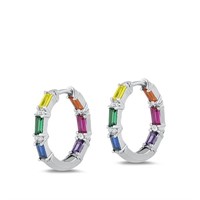 Step Cut 3.60ct Multi-Gemstone Huggie Earrings