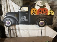 Big Halloween truck metal yard sign 46 “ long