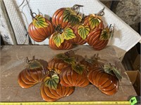 2 metal pumpkin wall decorations