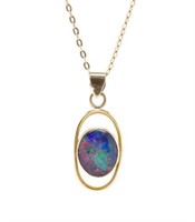 Vintage opal triplet and 9ct yellow gold pendant
