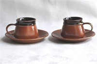 Rare Sial Stoneware Demitasse Cups & Saucers