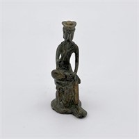 Cast Bronze Kwan Yin Seated Figurine