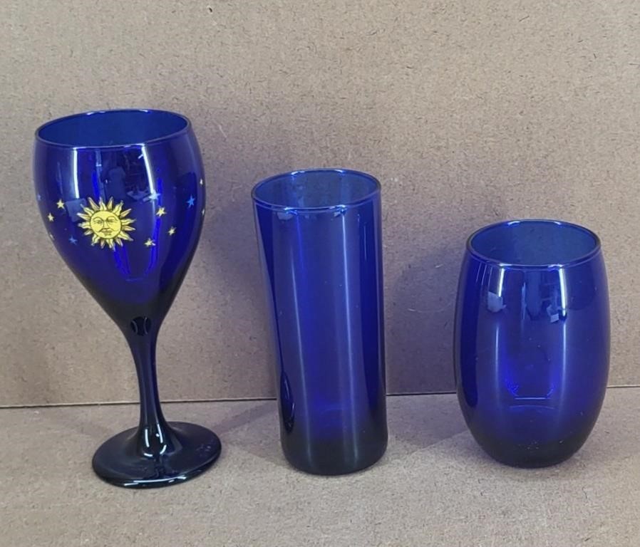 3pc Cobalt Glass Collection