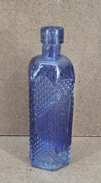 Hexagonal Apothecary Cobalt Blue Glass Bottle