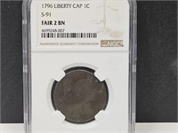 1796  Graded Liberty Cap 1 Cent   S-91 Fair 2BN