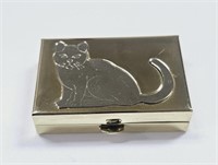 Silver & Gold Tone Kitty Cat Pill Box