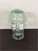 Vintage Glass Wig Head Display, 10 1/2" tall
