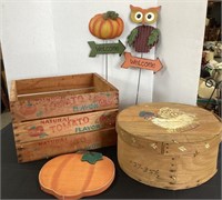 Crate, Cheese Box & Fall Decor