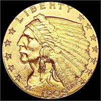 1909 $2.50 Gold Quarter Eagle UNCIRCULATED