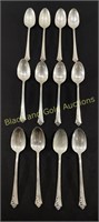 (12) Sterling Silver Spoons: Damask Rose Style