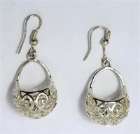 Silver Tone Earrings (basket)