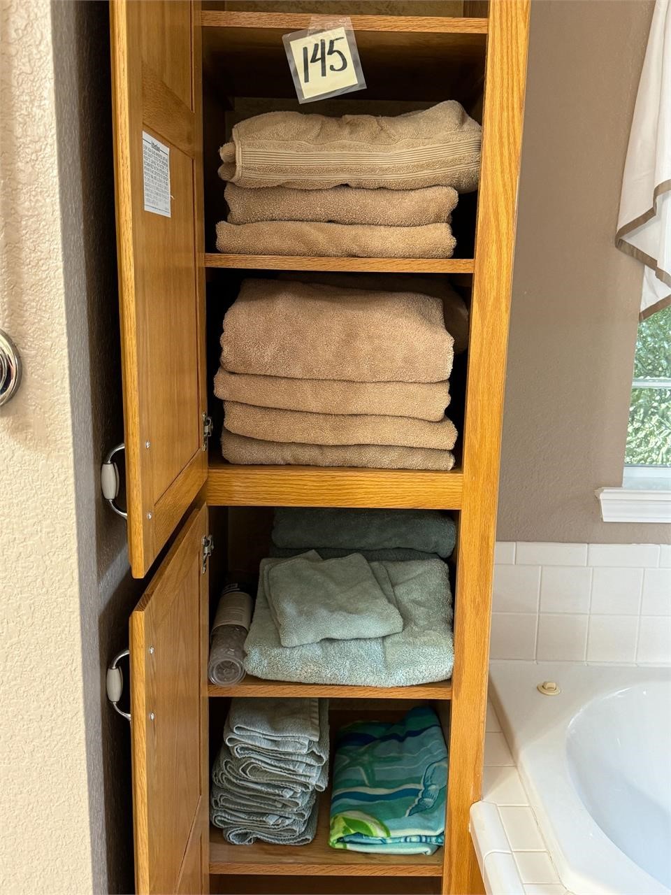 Contents of towel cabinet