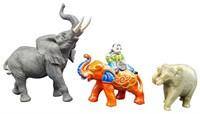 Vtg. Stone, Ceramic & Resin Elephant Figures (3)