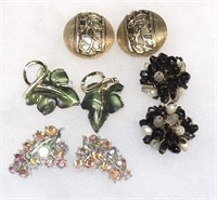 Vintage Clip Earrings - Caviness, Aurora Borealis