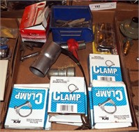 7 New Muffler Clamps & Tire Repair Plugs Box Lot