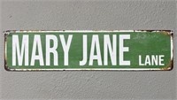 Mary Jane Lane Metal Sign 4" x 16"