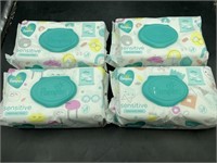 4 packs pampers sensitive baby wipes - 72 wipes