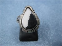 Southwest Sterling Silver lack & White RIng